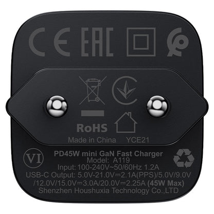 Caricabatterie da rete Acefast A119, 45W, 3A, 1 x USB-C, Nero