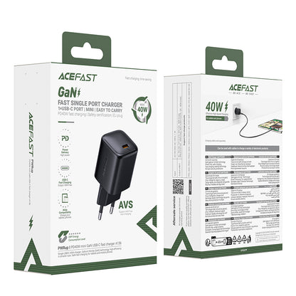 Netzladegerät Acefast A136, 40W, 3A, 1 x USB-C, Schwarz