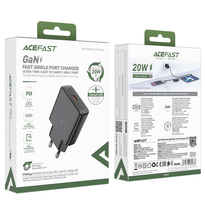 Netzladegerät Acefast A65, 20W, 3A, 1 x USB-C, Schwarz