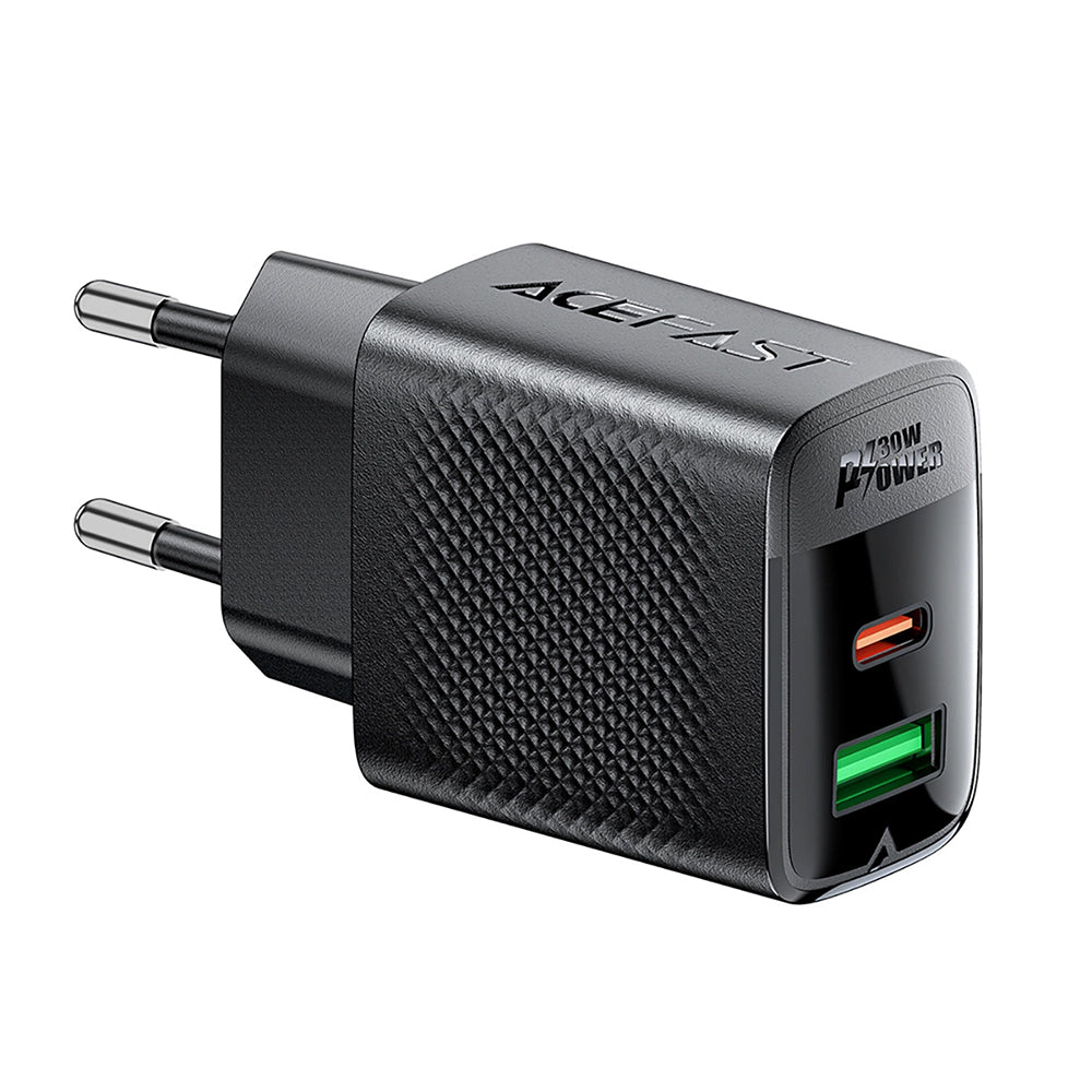 Caricabatterie Retea Acefast A98, 30W, 3A, 1 x USB-A - 1 x USB-C, Nero