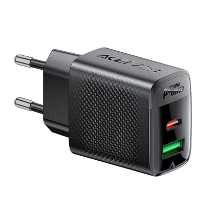 Caricabatterie Retea Acefast A98, 30W, 3A, 1 x USB-A - 1 x USB-C, Nero
