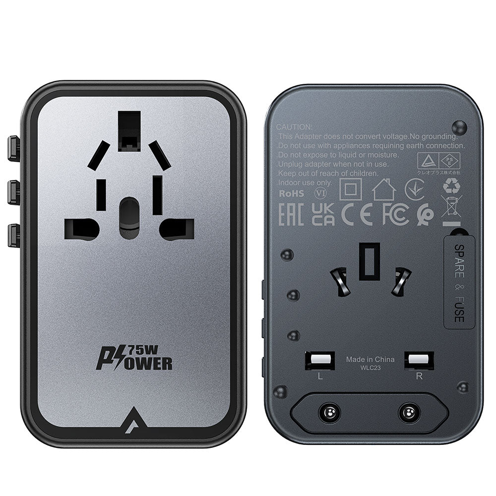 Chargeur Réseau Acefast Travel Z1, 75W, 3.35A, 2 x USB-A - 3 x USB-C, Noir