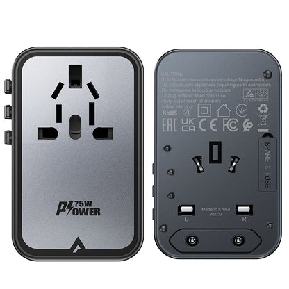 Chargeur Réseau Acefast Travel Z1, 75W, 3.35A, 2 x USB-A - 3 x USB-C, Noir