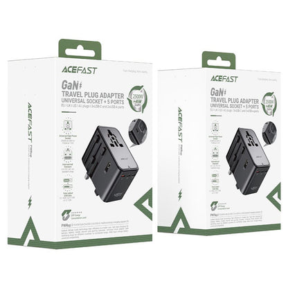 Chargeur réseau Acefast Z8 Travel, 45W, 3A, 2 x USB-A - 3 x USB-C, Noir