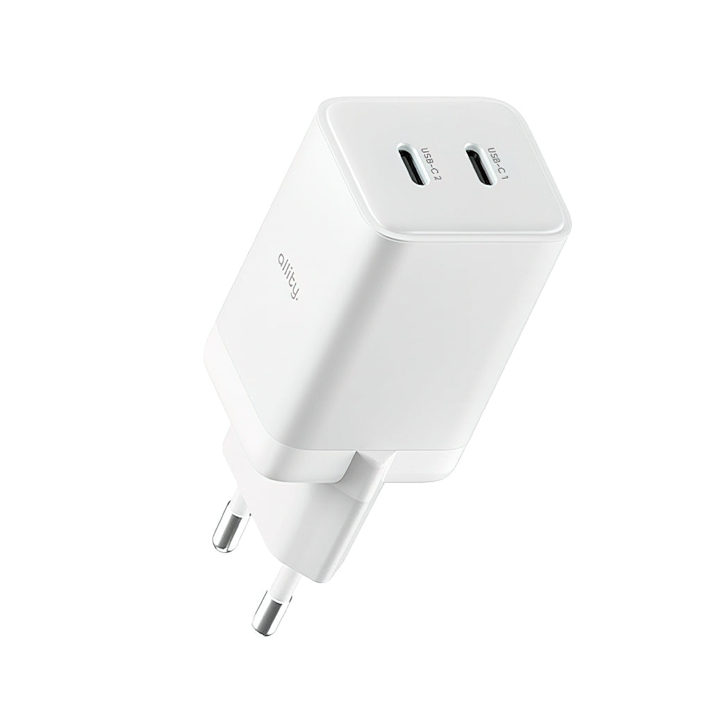 Caricabatterie Rete Allity. ATC-01-45WCC Fast, 45W, 3A, 2 x USB-C, Bianco