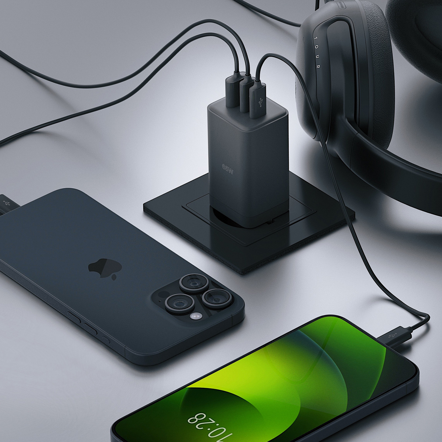 Caricabatterie Rete Allity. ATC-01-65WACC Fast, 65W, 3.25A, 1 x USB-A - 2 x USB-C, Nero