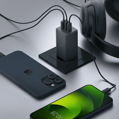 Caricabatterie Rete Allity. ATC-01-65WACC Fast, 65W, 3.25A, 1 x USB-A - 2 x USB-C, Nero