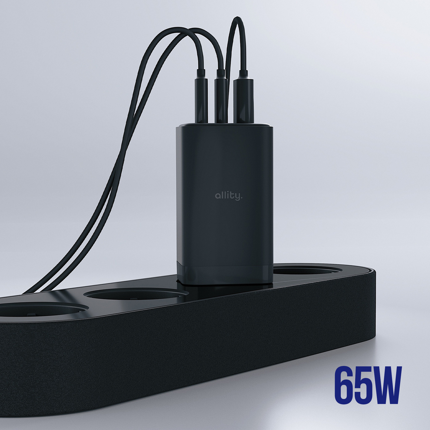 Caricabatterie Rete Allity. ATC-01-65WACC Fast, 65W, 3.25A, 1 x USB-A - 2 x USB-C, Nero