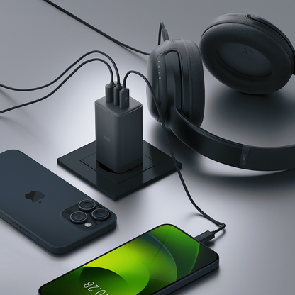 Caricabatterie Rete Allity. ATC-01-65WACC Fast, 65W, 3.25A, 1 x USB-A - 2 x USB-C, Nero