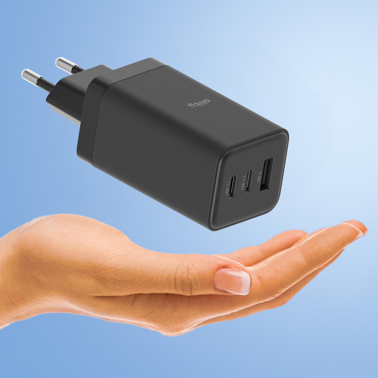 Caricabatterie Rete Allity. ATC-01-65WACC Fast, 65W, 3.25A, 1 x USB-A - 2 x USB-C, Nero