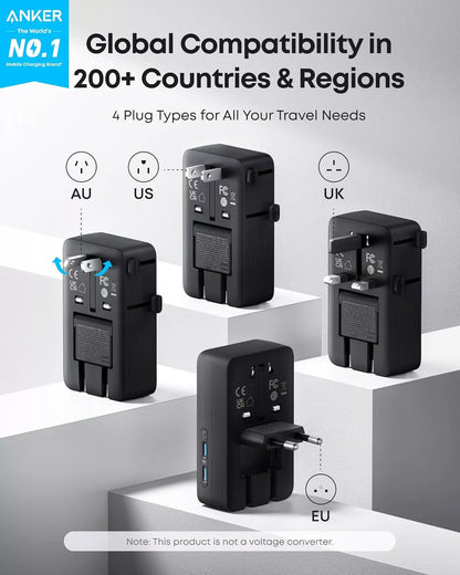 Chargeur Réseau Anker Nano Travel, 20W, 3A, 2 x USB-A - 2 x USB-C, Noir A9215H11