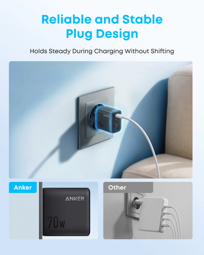 Caricatore da rete Anker Zolo, 70W, 1 x USB-A - 3 x USB-C, Nero A121CG11