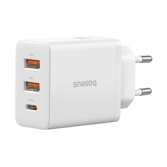 Chargeur Réseau Baseus Cube, 30W, 3A, 2 x USB-A - 1 x USB-C, Blanc P10111402213-00