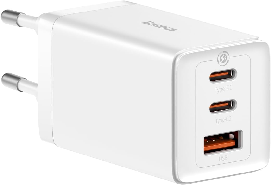 Chargeur Réseau Baseus GaN5 Pro, 65W, 3.25A, 1 x USB-A - 2 x USB-C, Blanc CCGP120202