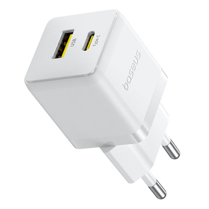 Chargeur Réseau Baseus Palm, 30W, 3A, 1 x USB-A - 1 x USB-C, Blanc P1011160A213-00