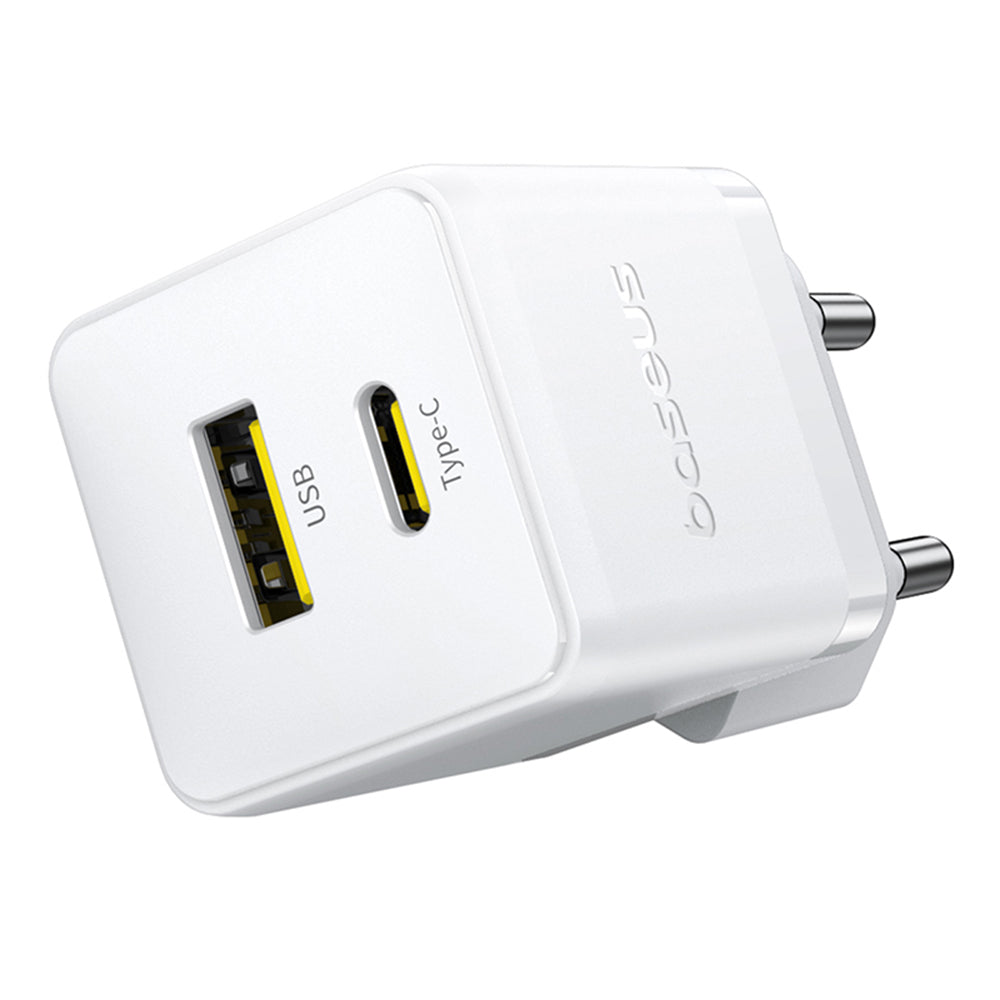 Chargeur Réseau Baseus Palm, 30W, 3A, 1 x USB-A - 1 x USB-C, Blanc P1011160A213-00