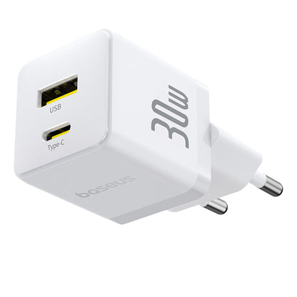Chargeur Réseau Baseus Palm, 30W, 3A, 1 x USB-A - 1 x USB-C, Blanc P1011160A213-00