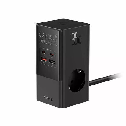 Netzladegerät Baseus PowerCombo, 35W, 5A, 2 x USB-A - 2 x USB-C - 3 x Schuko, Schwarz, Wiederverpackt E00023606113-00