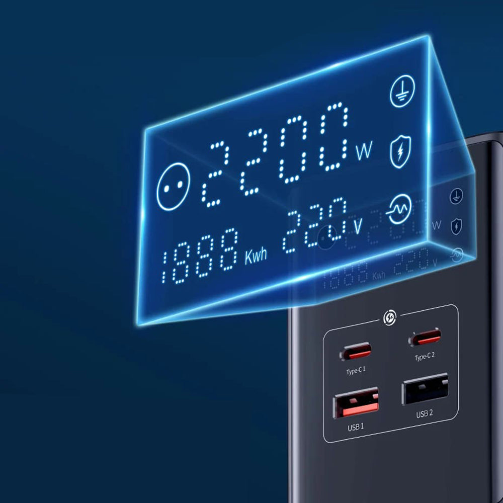 Netzladegerät Baseus PowerCombo, 35W, 5A, 2 x USB-A - 2 x USB-C - 3 x Schuko, Schwarz, Wiederverpackt E00023606113-00
