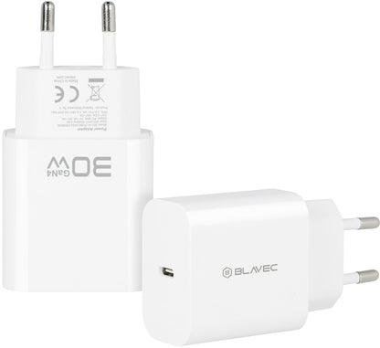 Caricabatterie da rete Blavec BC-14, 30 W, 3 A, 1 x USB-C, bianco