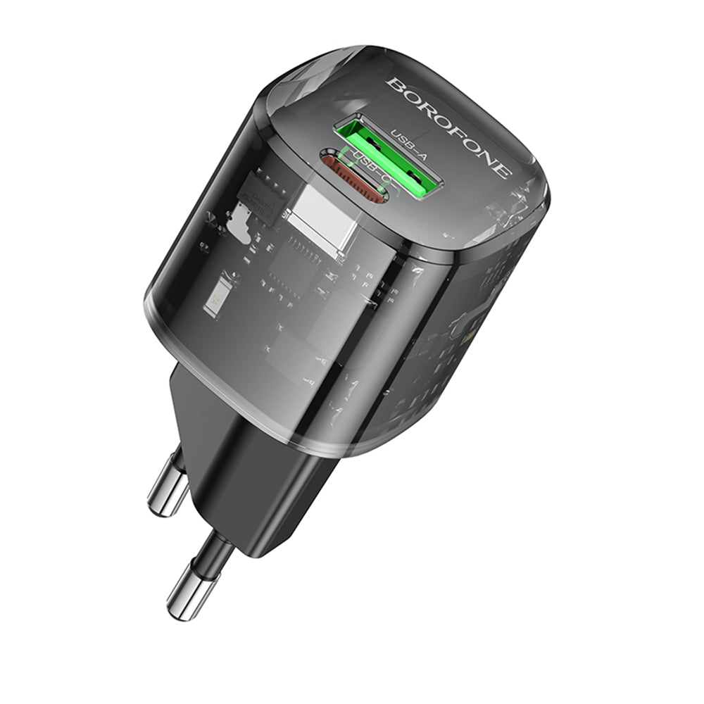 Borofone BN17 Sunlight Network Charger, 20W, 3A, 1 x USB-A - 1 x USB-C, Black