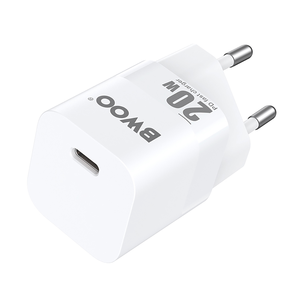 Chargeur Secteur BWOO CDA155, 20W, 3A, 1 x USB-C, Blanc