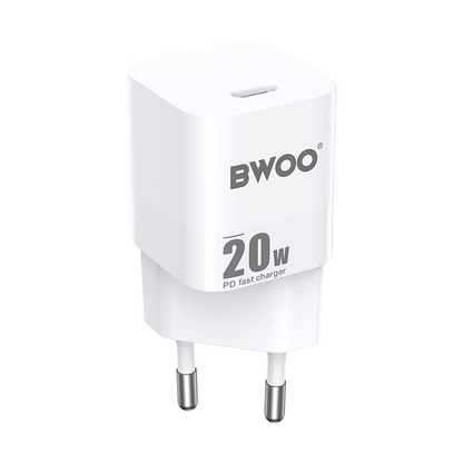 Chargeur Secteur BWOO CDA155, 20W, 3A, 1 x USB-C, Blanc