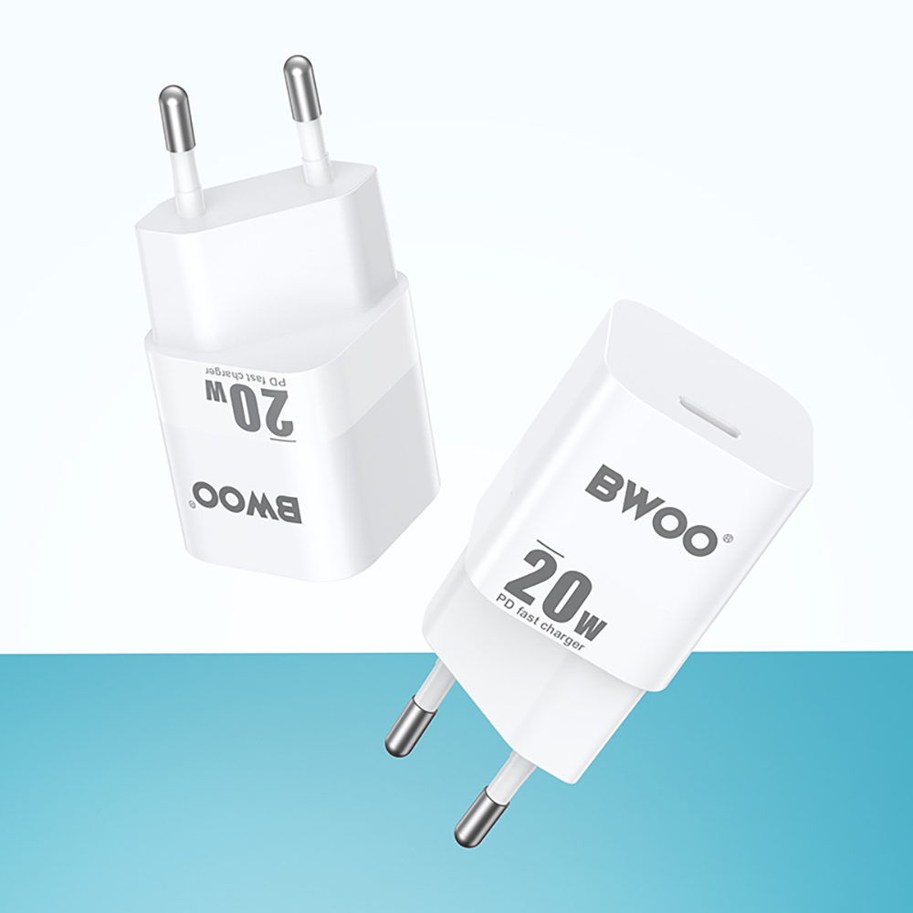 Chargeur Secteur BWOO CDA155, 20W, 3A, 1 x USB-C, Blanc
