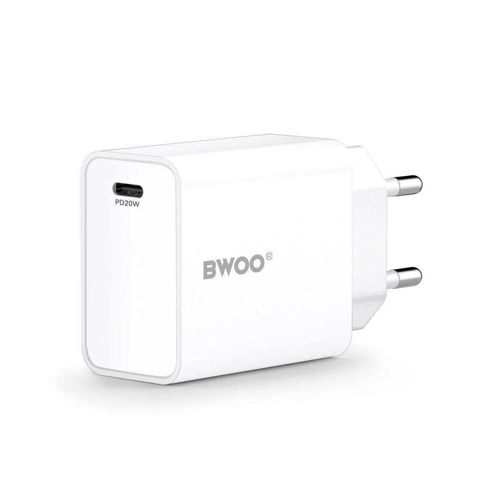 Chargeur Réseau BWOO CDA226, 20W, 3A, 1 x USB-C, Blanc