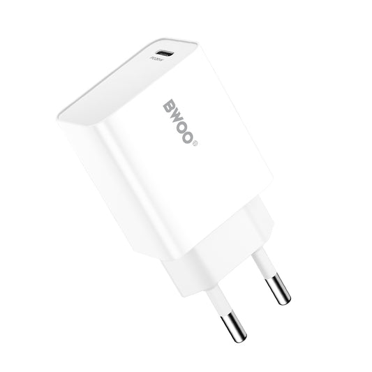 Chargeur Réseau BWOO CDA226, 20W, 3A, 1 x USB-C, Blanc