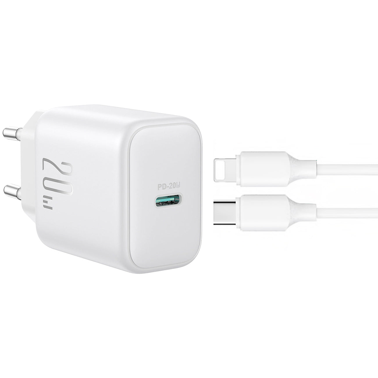 Caricabatterie da rete con cavo Lightning Joyroom JR-TCF20, 20W, 3A, 1 x USB-C, Bianco