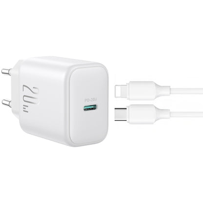 Caricabatterie da rete con cavo Lightning Joyroom JR-TCF20, 20W, 3A, 1 x USB-C, Bianco