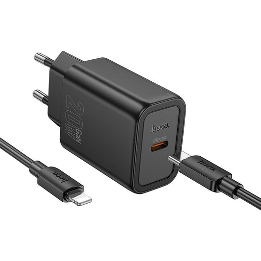 Caricabatterie da rete con cavo Lightning HOCO N60, 20W, 3A, 1 x USB-C, Nero