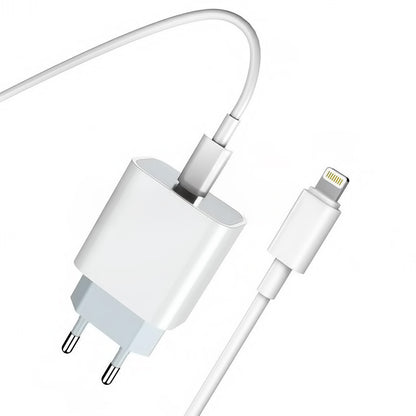 Chargeur réseau avec câble Lightning Prestico F8S, 20W, 3A, 1 x USB-C, Blanc