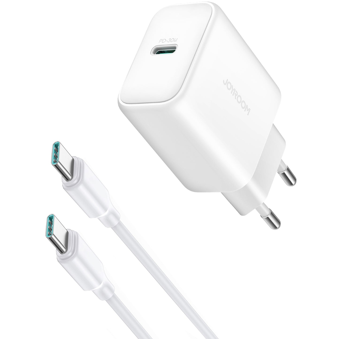Chargeur réseau avec câble USB-C Joyroom JR-TCF24, 30W, 3A, 1 x USB-C, Blanc