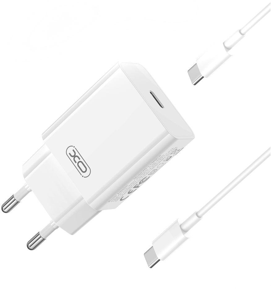 Caricabatterie da Rete con Cavo USB-C XO Design L126, 20W, 3A, 1 x USB-C, Bianco