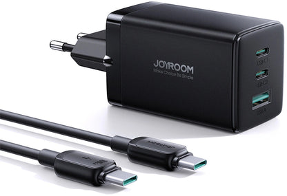 Chargeur réseau avec câble USB-C Joyroom TCG01, 65W, 3.25A, 1 x USB-A - 2 x USB-C, Noir