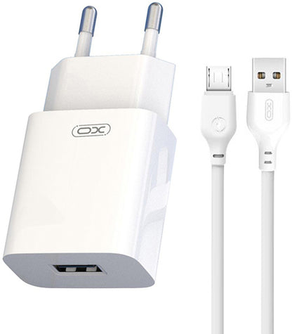 Netzladegerät mit microUSB-Kabel XO Design L99, 12W, 2.4A, 1 x USB-A, Weiß