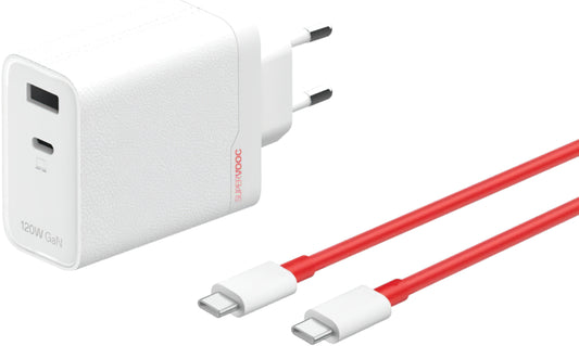 Chargeur réseau avec câble USB-C OnePlus OSABBCBBAE, 120W, 7.3A, 1 x USB-A - 1 x USB-C, Blanc 5461100631
