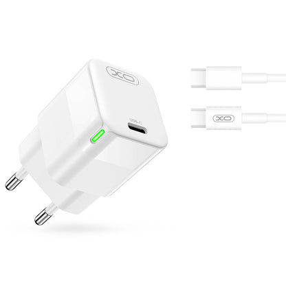 Caricabatterie da Rete con Cavo USB-C XO Design CE06, 30W, 3A, 1 x USB-C, Bianco