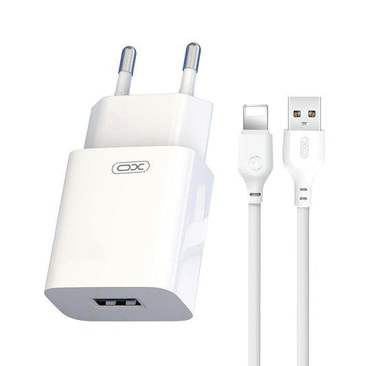 Caricabatterie da Rete con Cavo Lightning XO Design L99, 12W, 2.4A, 1 x USB-A, Bianco