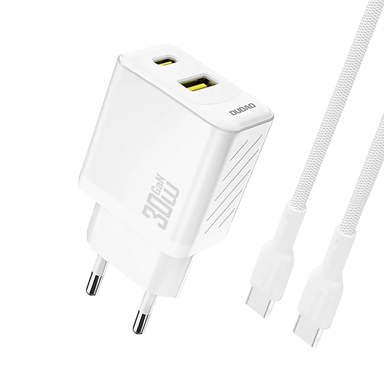 Caricabatterie da rete con cavo USB-C Dudao A27TCEU, 30W, 1 x USB-A - 1 x USB-C, Bianco