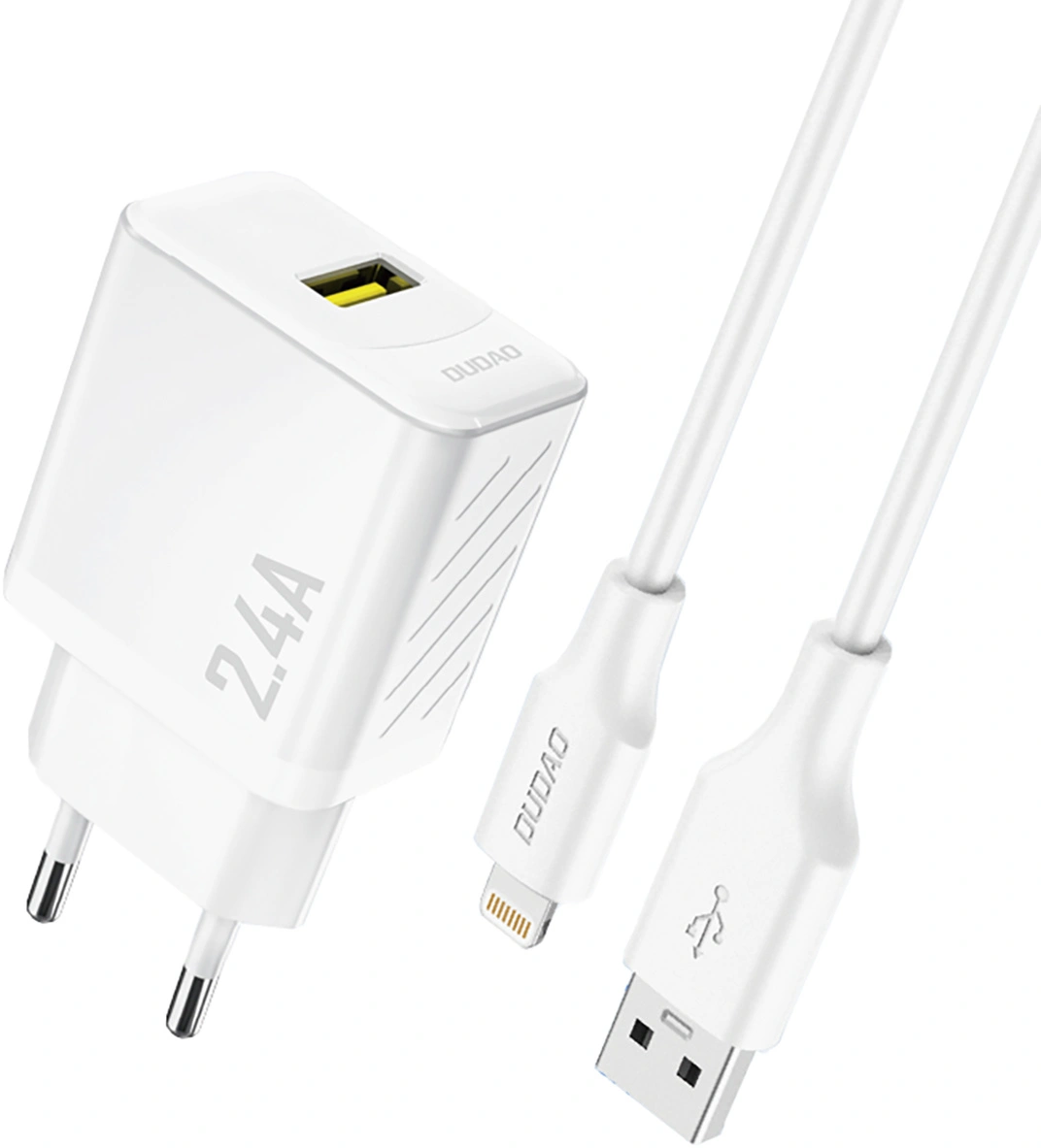 Caricatore da rete con cavo Lightning Dudao A23LEU, 30W, 2.4A, 1 x USB-A, Bianco