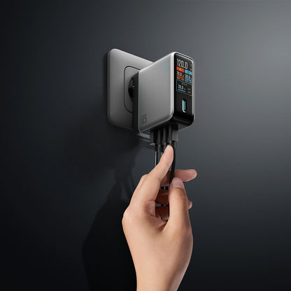 Netzteil mit USB-C-Kabel Cuktech AD1204U Display, 120W, 6A, 1 x USB-A - 2 x USB-C, Silber