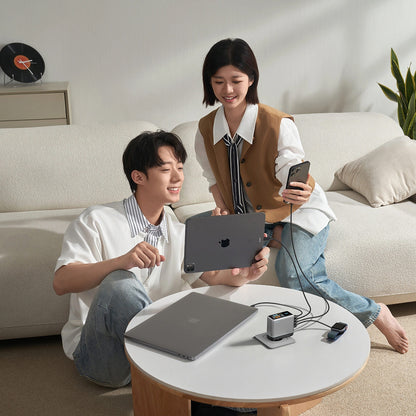 Netzteil mit USB-C-Kabel Cuktech AD1204U Display, 120W, 6A, 1 x USB-A - 2 x USB-C, Silber
