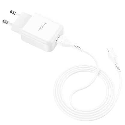 Caricabatterie da Rete con Cavo Lightning HOCO N2, 10W, 2A, 1 x USB-A, Bianco