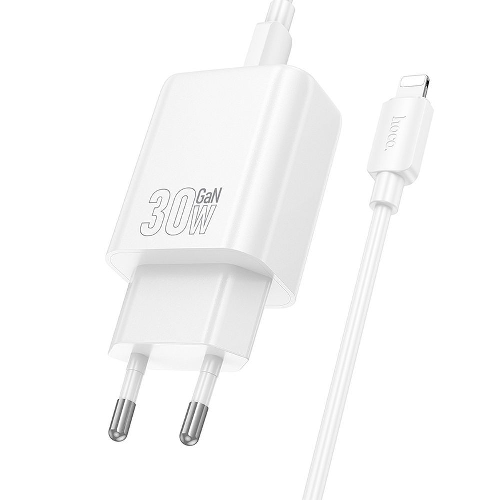 Caricabatterie da Rete con Cavo Lightning HOCO N62, 30W, 3A, 1 x USB-C, Bianco