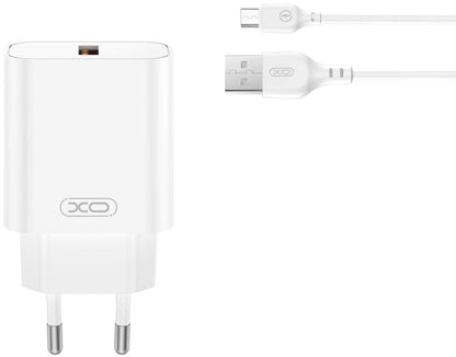 Network Charger with microUSB Cable XO Design CE33, 18W, 3A, 1 x USB-A, White