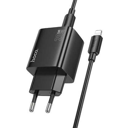 Caricabatterie da Rete con Cavo Lightning HOCO N55, 20W, 3A, 2 x USB-A - 2 x USB-C, Nero