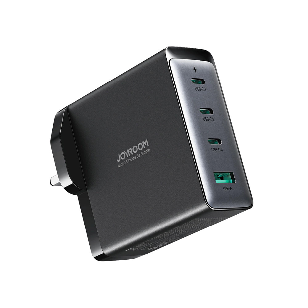 Chargeur réseau avec câble USB-C Joyroom JR-TCG05UK, 140W, 5A, 1 x USB-A - 3 x USB-C, UK, Noir
